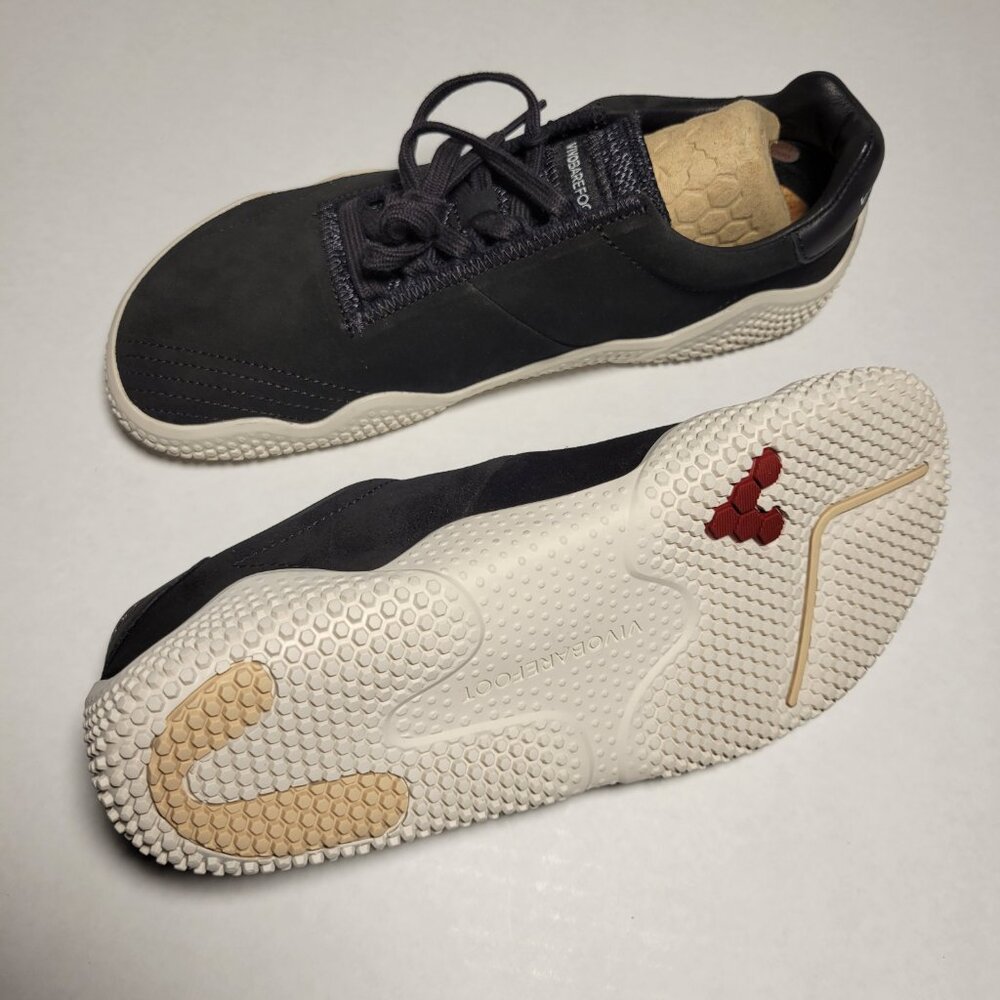 Vivobarefoot Motus Studio Sneaker Leather Womens in Suede Obsidian White - Picture 2 of 13